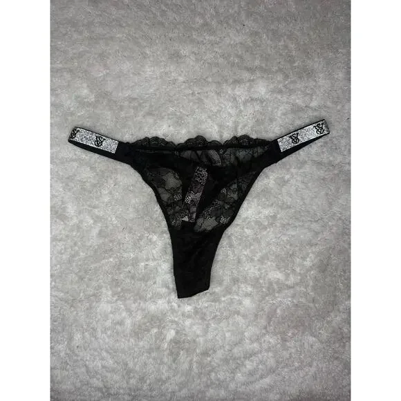 NWT Victoria’s Secret Very Sexy Black "Bling" Thong Bundle 3pc Size L - Picture 7 of 10